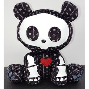 Skelanimals Chungkee The Panda 6" Plush Skull Barbed Wire Pattern Stuffed Animal